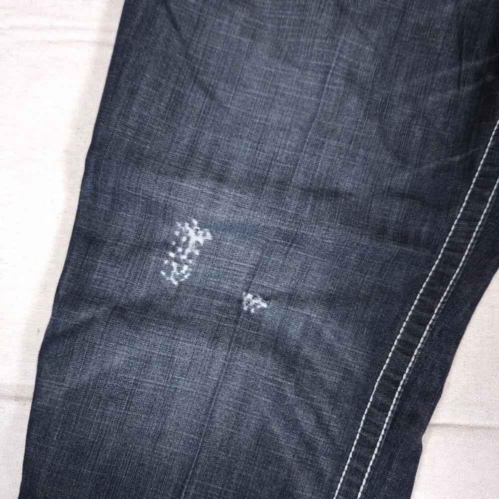 Big Star Blue Jeans Mens 38L Pioneer Boot Distressed Arcuates Stitching USA - Picture 9 of 16